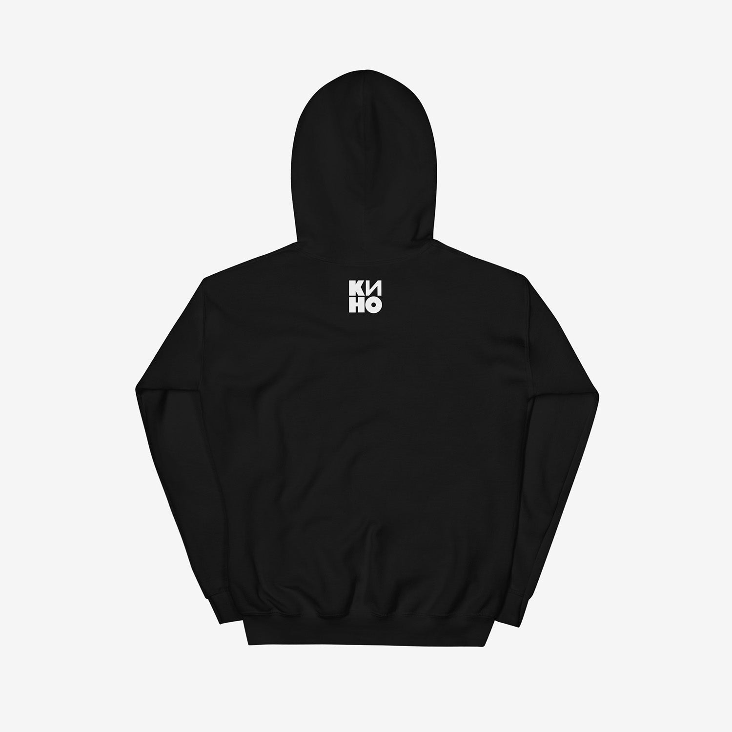 Official KINO band unisex hoodie featuring 'Night' album cover on the front and KINO logo on the back. Back side. From www.kinoband.com