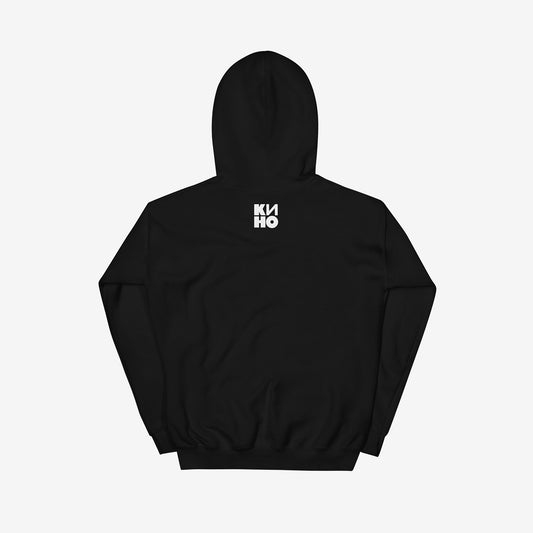 Official KINO band unisex hoodie featuring 'Night' album cover on the front and KINO logo on the back. Back side. From www.kinoband.com