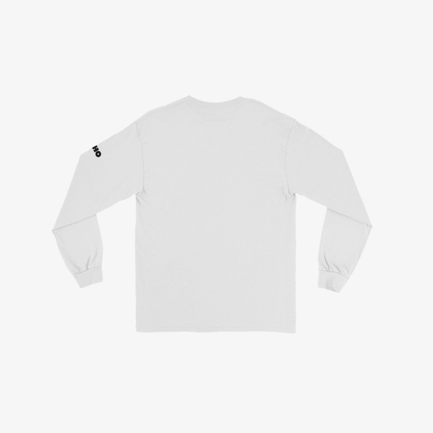 White unisex longsleeve shirt with original KINO band album cover No Love' (Это не любовь), 1985. Back side. Official Viktor Tsoi merch. www.kinoband.com